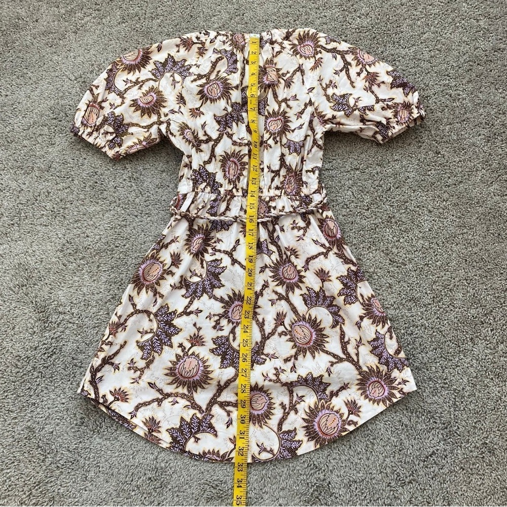 A.L.C. Adelaide Floral Print Tie Waist Short Puff Sleeve Dress - Picture 6 of 7